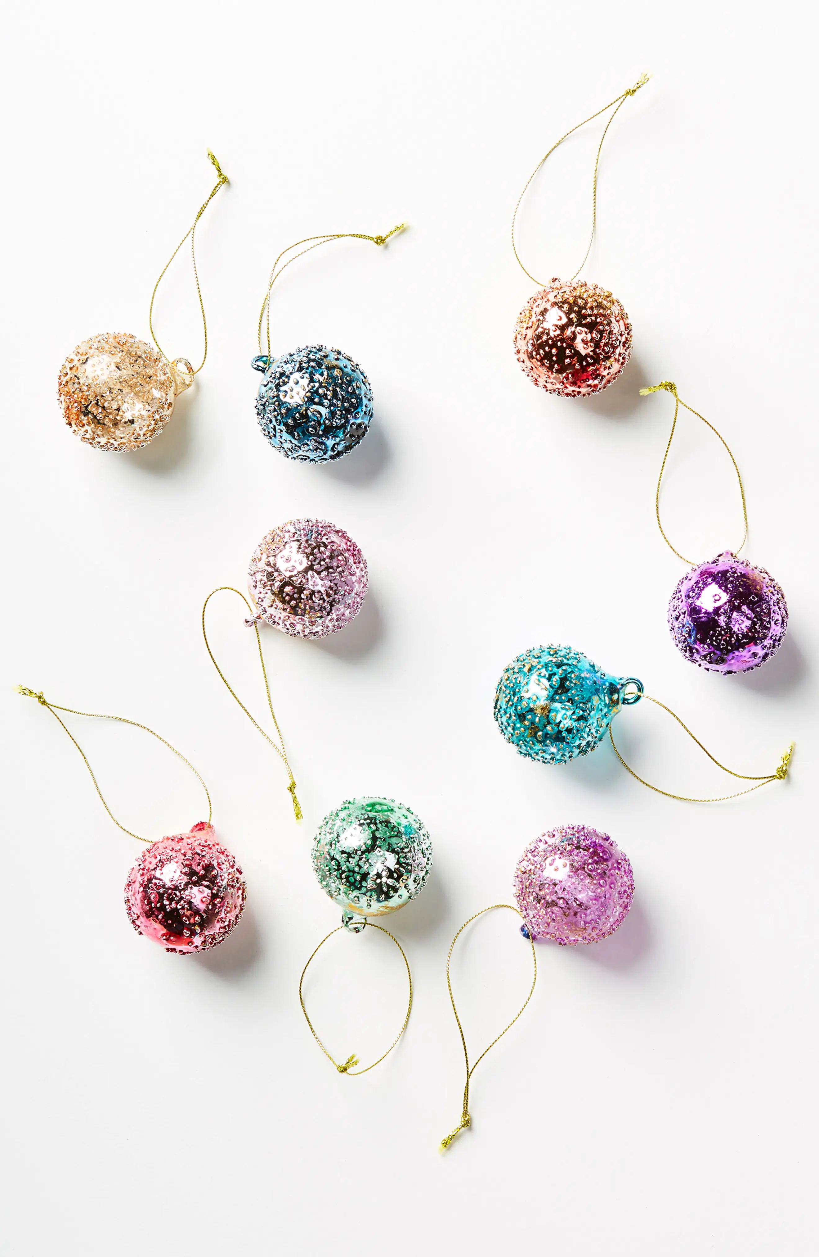 Anthropologie Dewy Set of 9 Metallic Glass Ball Ornaments | Nordstrom