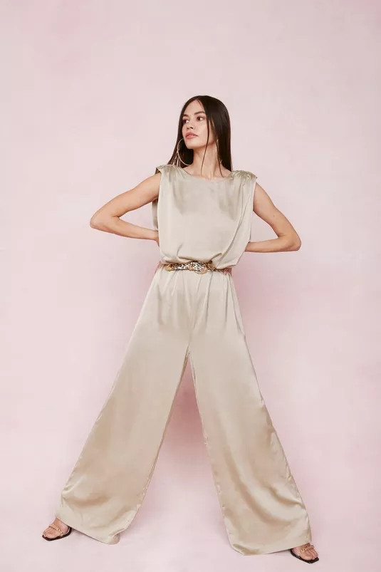 Satin High Neck Cowl Back Jumpsuit | Nasty Gal (US)