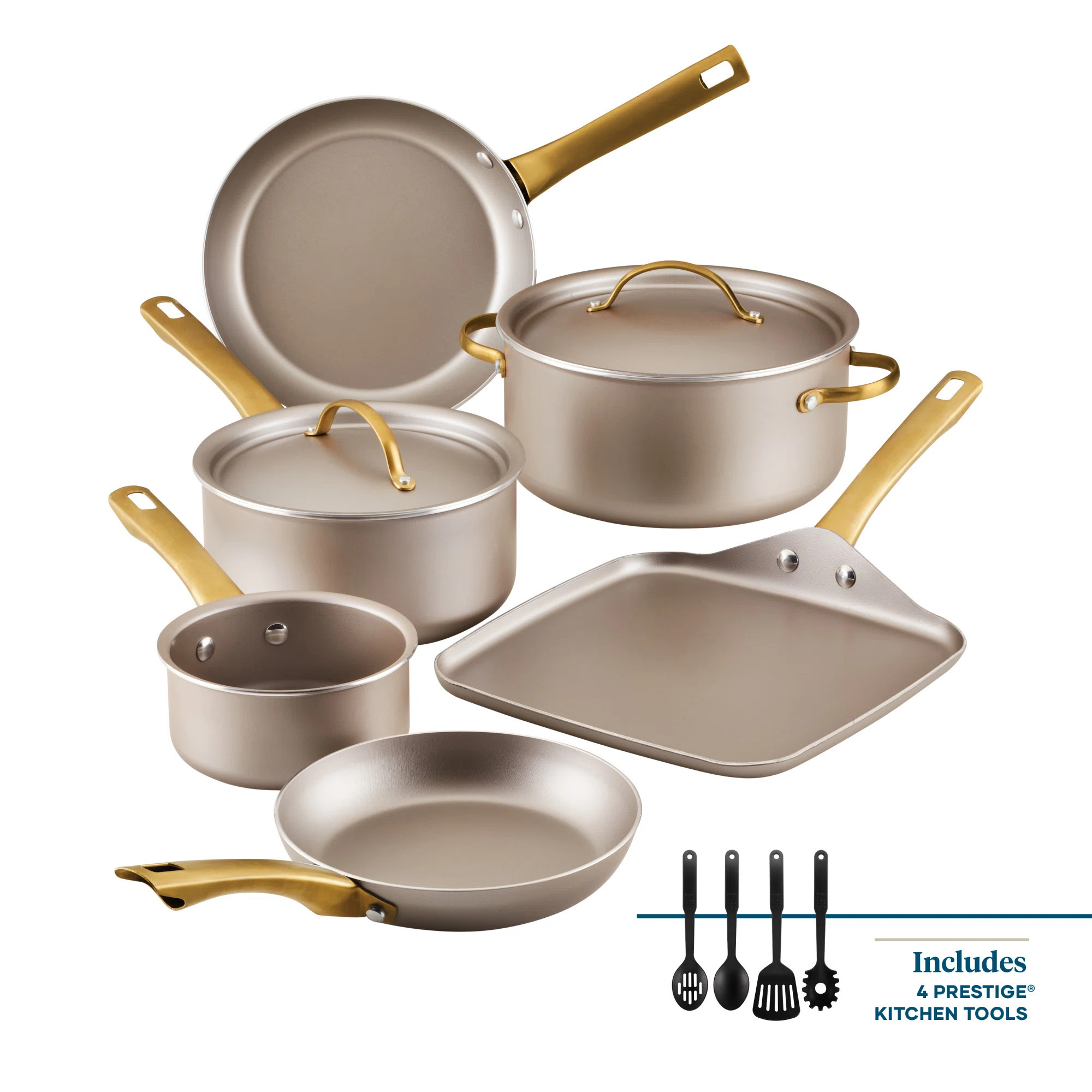 Farberware Radiant Nonstick Cookware Pots And Pans Set With Prestige Cooking Tools, 12 Piece, Cha... | Wayfair North America