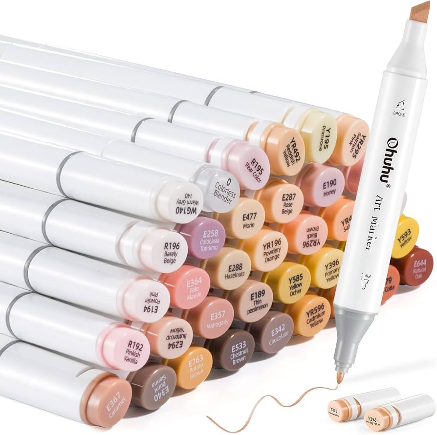 Ohuhu Alcohol Markers Skin Tones Double Tipped Skin Color Art Marker Set for Artists Adults Color... | Amazon (US)