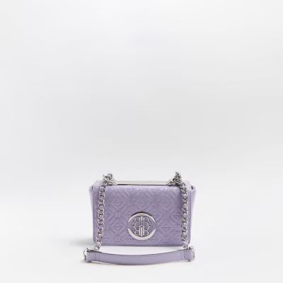 Purple patent quilted cross body bag | River Island (UK & IE)
