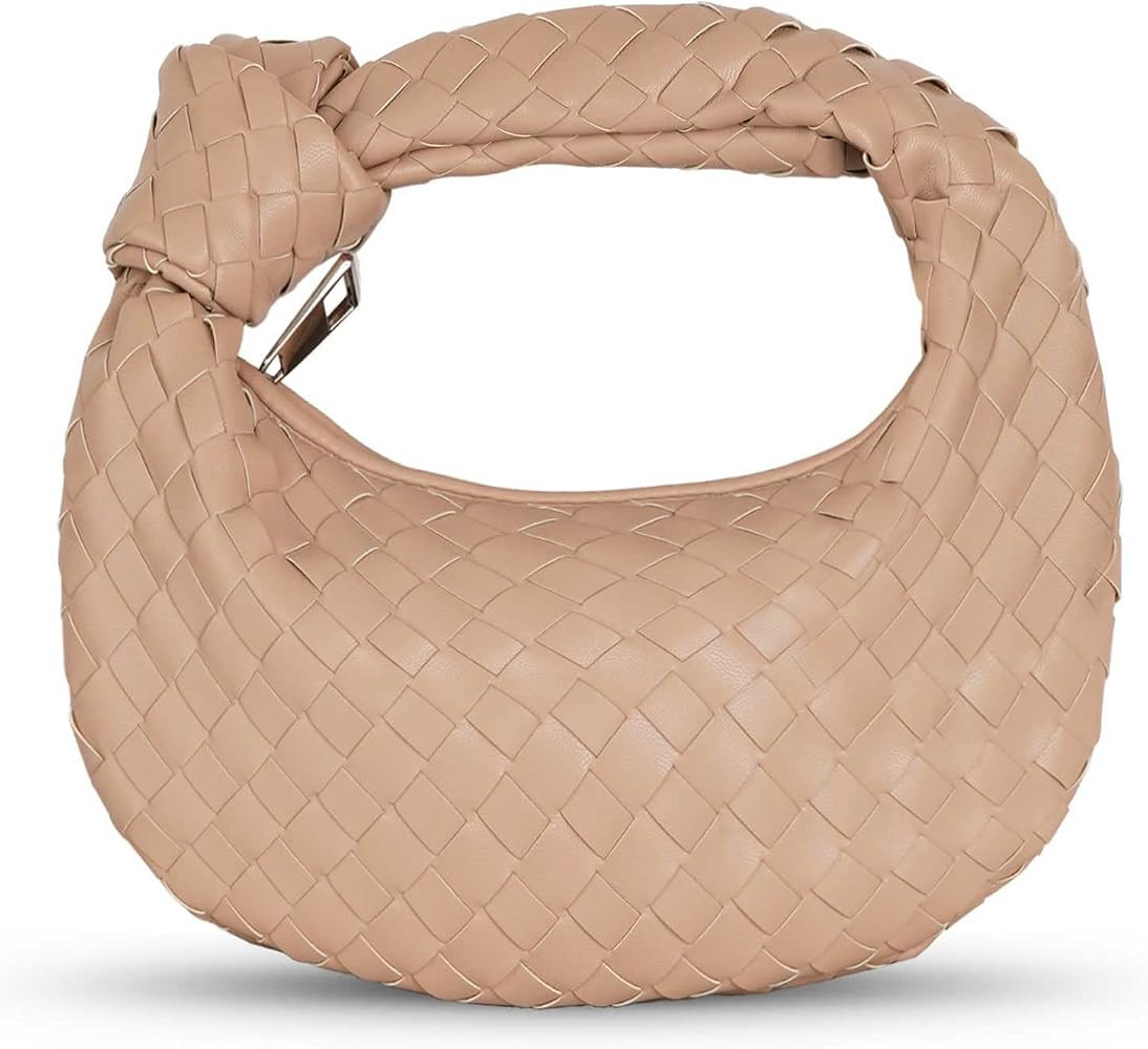 Qiayime Women Knoted Woven Handbag Fashion Ladies Soft PU Leather Handmade Hobo Shoulder Bag Purs... | Amazon (US)