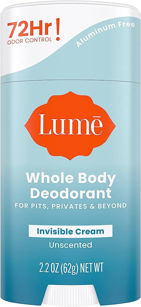 Lume Whole Body Deodorant - Invisible Cream Stick - 72 Hour Odor Control - Aluminum Free, Baking ... | Amazon (US)