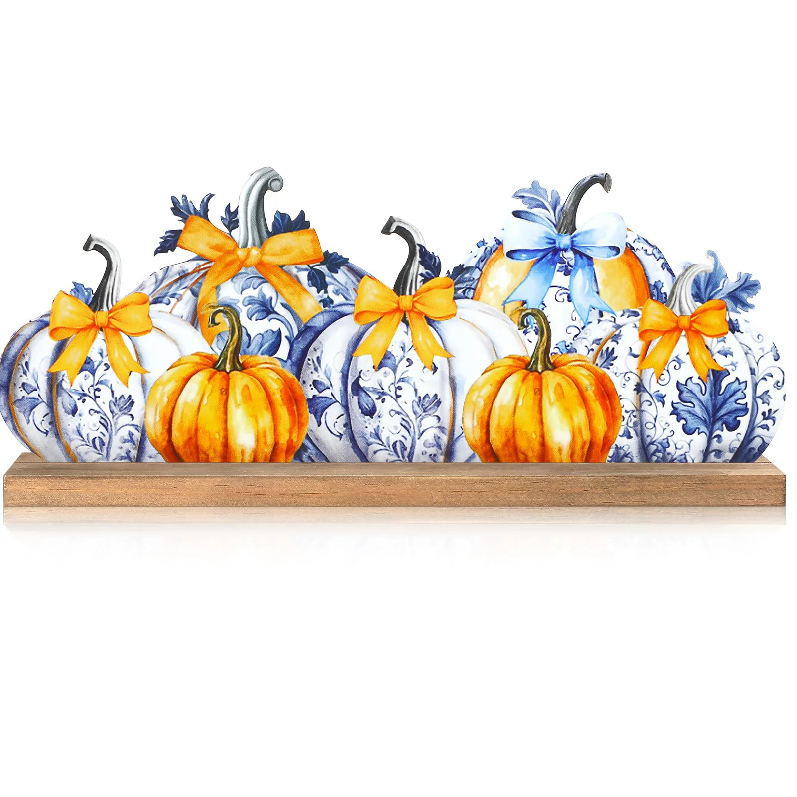 AOIZGMY Fall Chinoiserie Pumpkin Metal Sign Orange and Blue Fall Decor Thanksgiving Tiered Tray Decor Freestanding Blue and White Table one_size | Lowe's