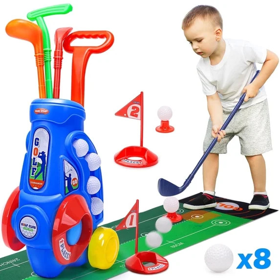 JoyStone Toddler Golf Set, Upgraded Kids Golf Clubs with Golf Cart, 4 Clubs, 8 Balls, 2 Practice ... | Walmart (US)