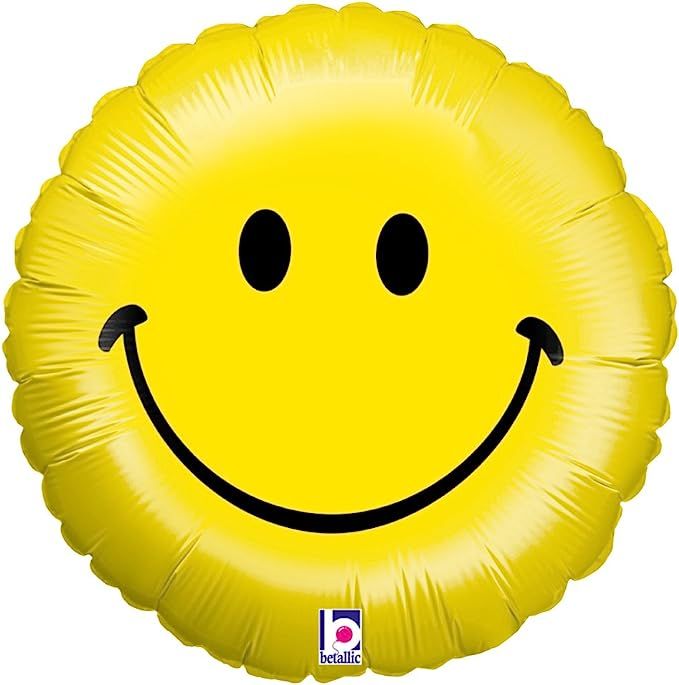 Betallic Smiley Face Foil Balloon, 18", Yellow | Amazon (US)