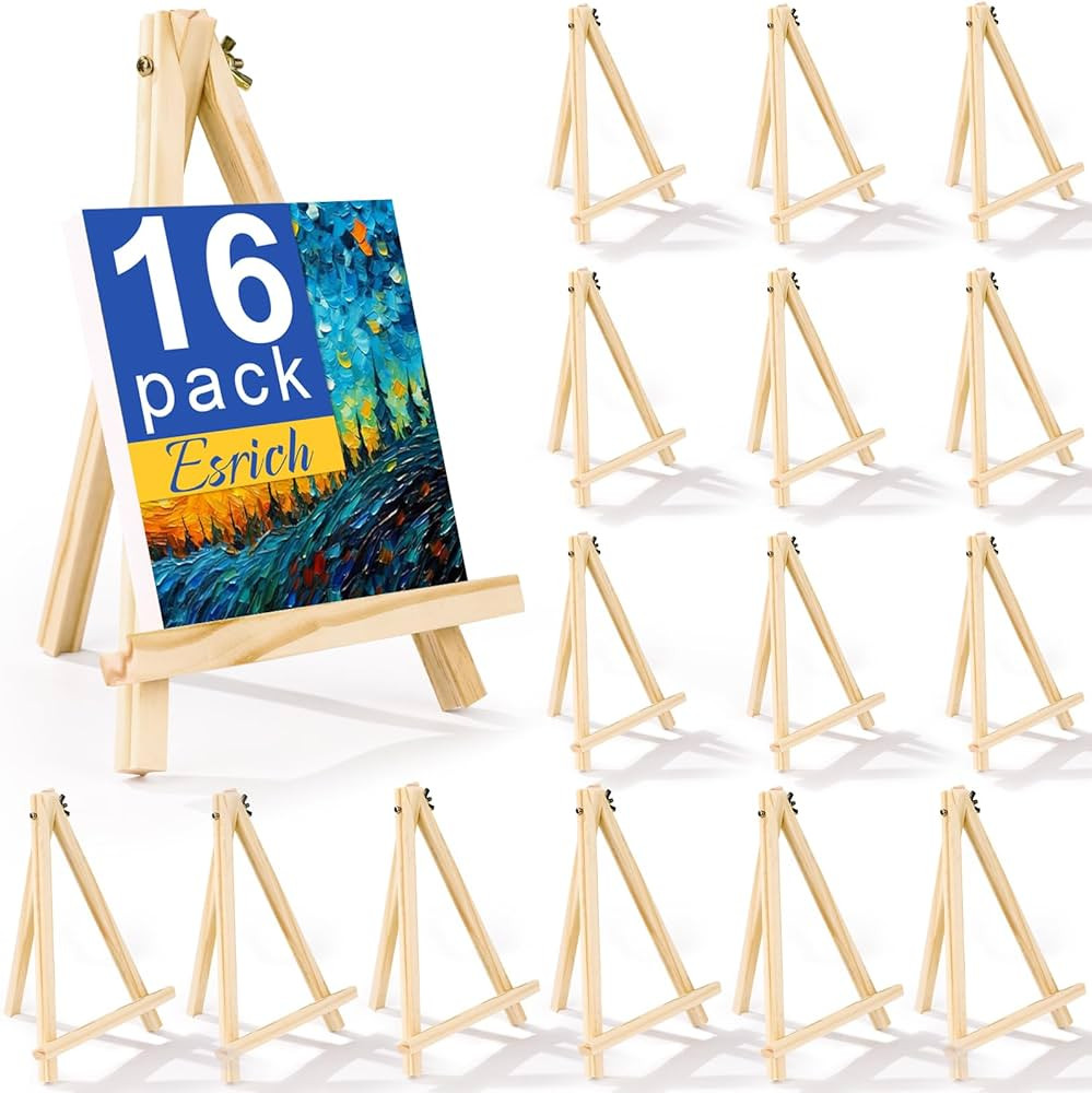 ESRICH 16 Pack 9 Inch Wood Easels, Easel Stand for Painting Canvases, Art and Crafts, Tripod, Pai... | Amazon (US)