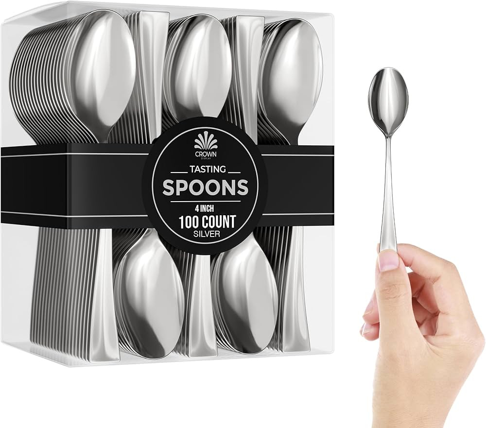 Mini Spoons for Desserts - Bulk Pack of 100 Mini Silver Dessert Spoons – Disposable 4.5 Inch Pl... | Amazon (CA)
