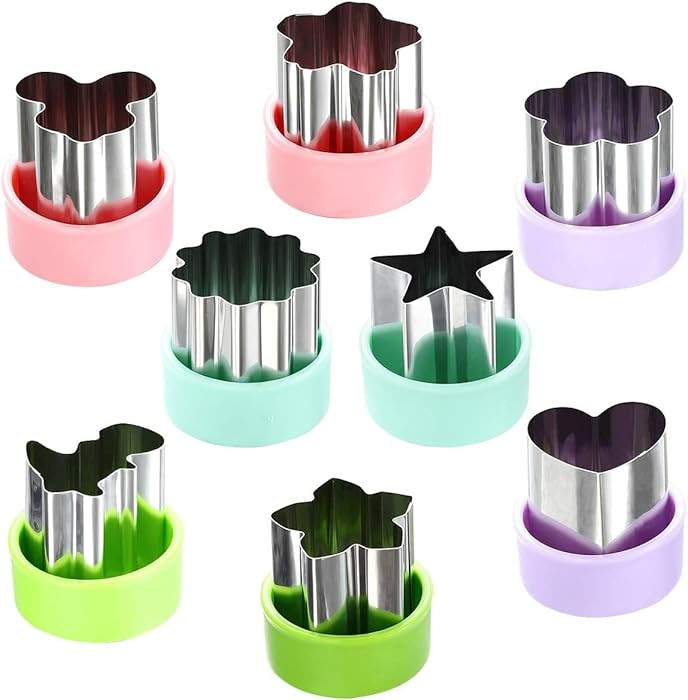 Vegetable Cutter Shapes Set (8 Pack) – 1.5" Stainless Steel Mini Cookie & Fruit Cutters for Kid... | Amazon (US)