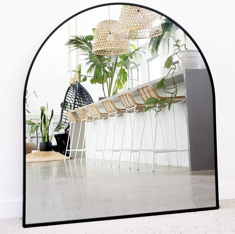 Black Arched Mirror, 33" x 31", Black Arch Mirror Décor Entry Way Mirror, Black Mantle Mirror fo... | Amazon (US)