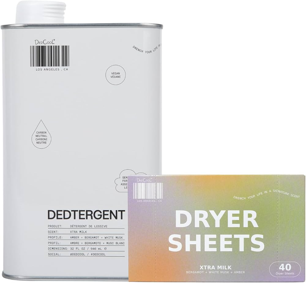 DedCool Liquid Laundry Detergent & Dryer Sheets in Xtra Milk Bundle | Bergamot, Vanilla & Amber |... | Amazon (US)