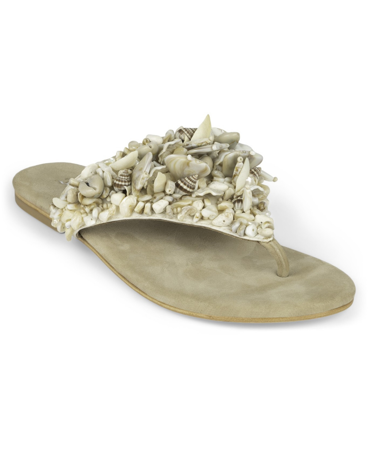 Jeffrey Campbell Women's Tidal Wave Shell Thong Flat Sandals - Beige Suede Combo | Macy's