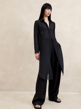 The Perfect Cotton-Silk Long Shirt | Banana Republic (US)