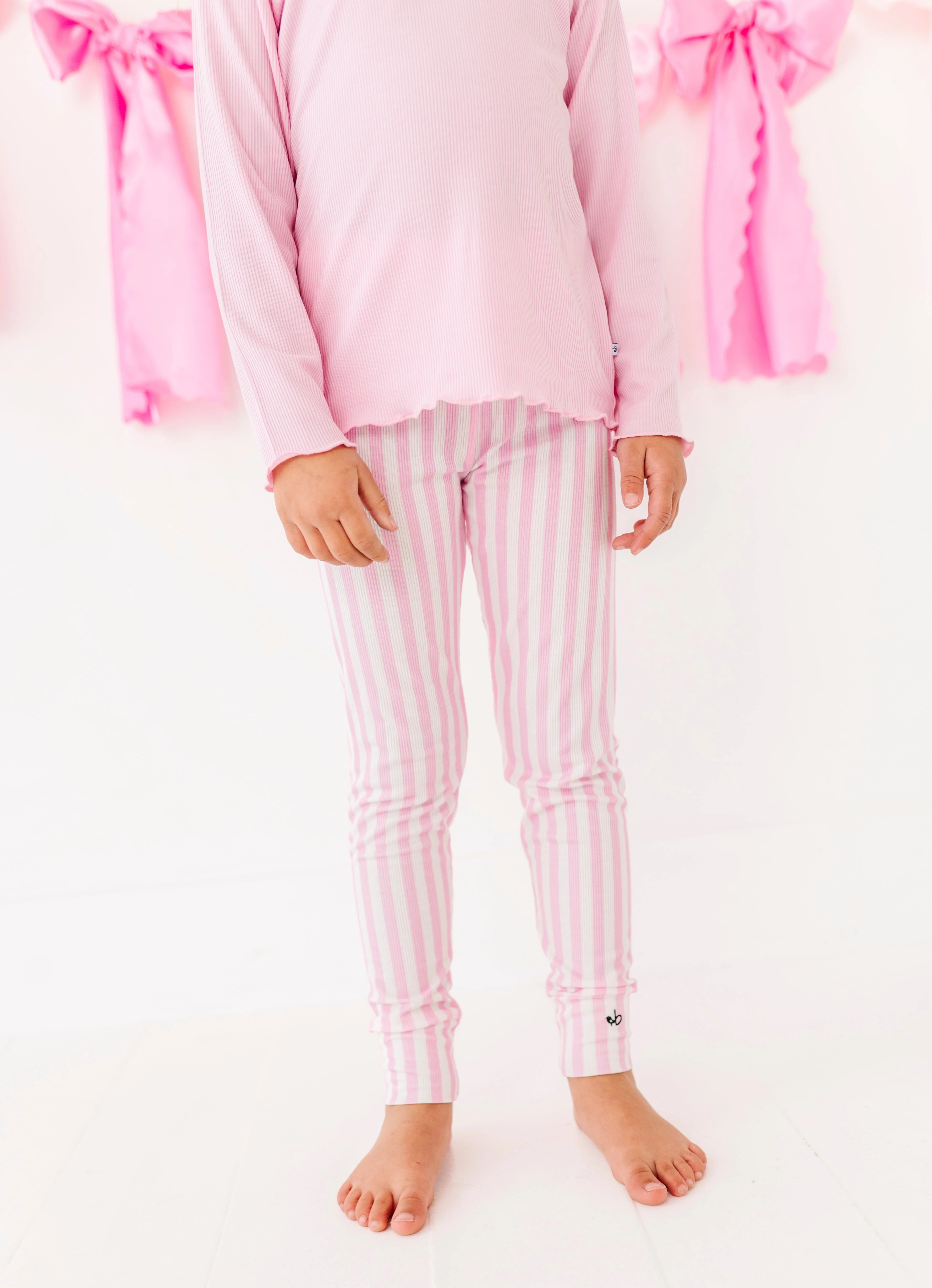 Pink Stripe Ribbed Leggings | Birdie Bean