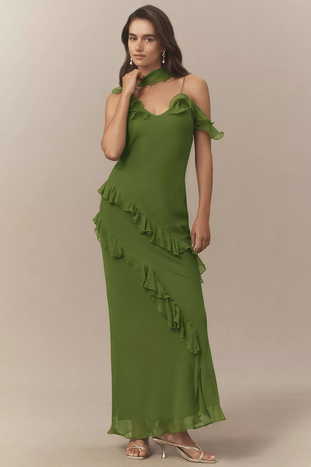 De La Vali Hemera Ruffled Silk Scarf Maxi Dress | Anthropologie (US)