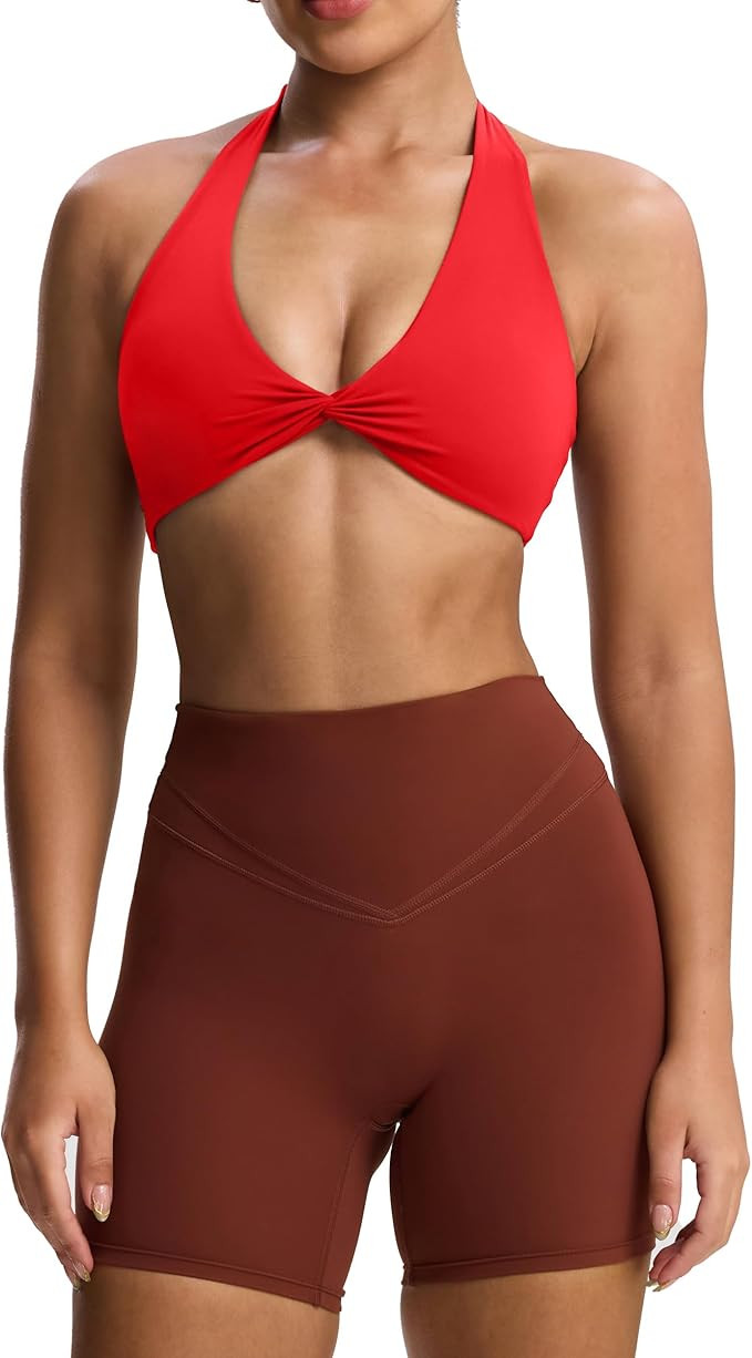 Aoxjox Women's Workout Halter Sport Bras Fitness Rosie Bra Yoga Crop Tank | Amazon (US)