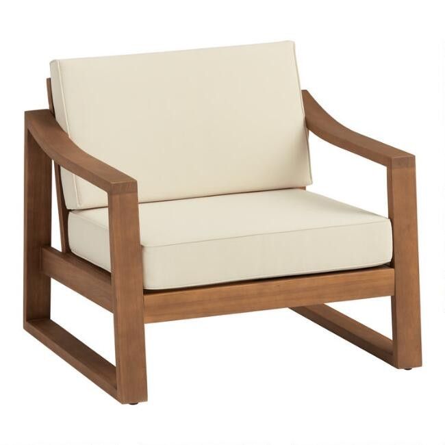 Light Brown Slope Arm Eucalyptus Samar Outdoor Chair | World Market