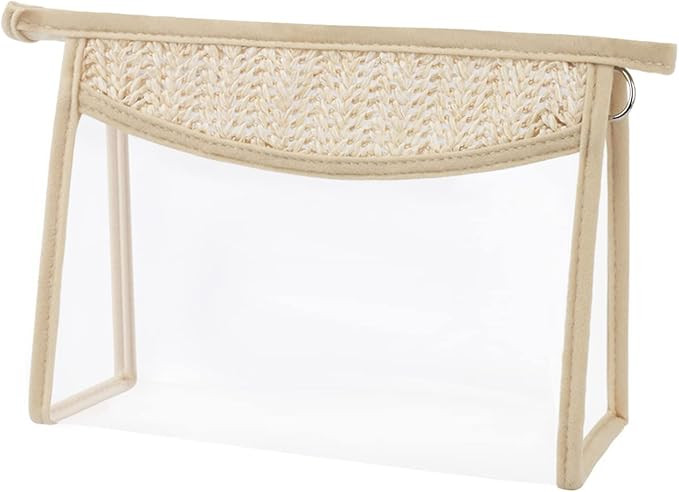 Small Makeup Bag Clear Toiletry Bag Travel Cosmetic Bag Cute Zipper Makeup Pouch for Purse (Beige... | Amazon (US)