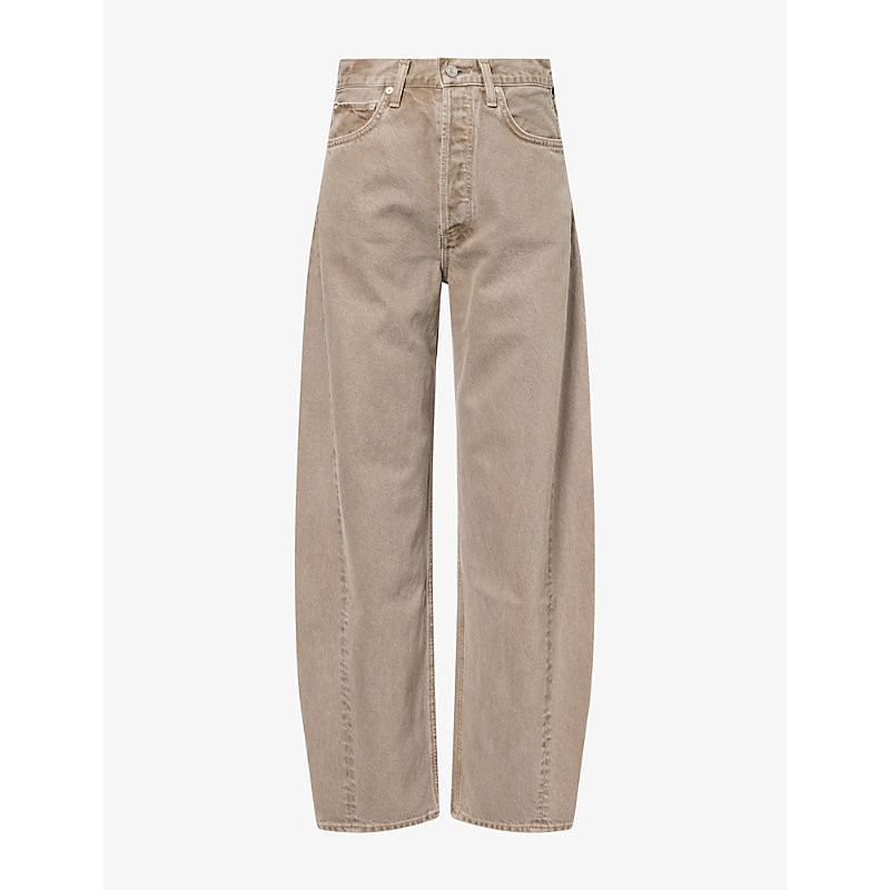 Agolde Womens Cedar (Md Grey Taupe) Luna Barrel-Leg Denim Jeans 23 | Selfridges