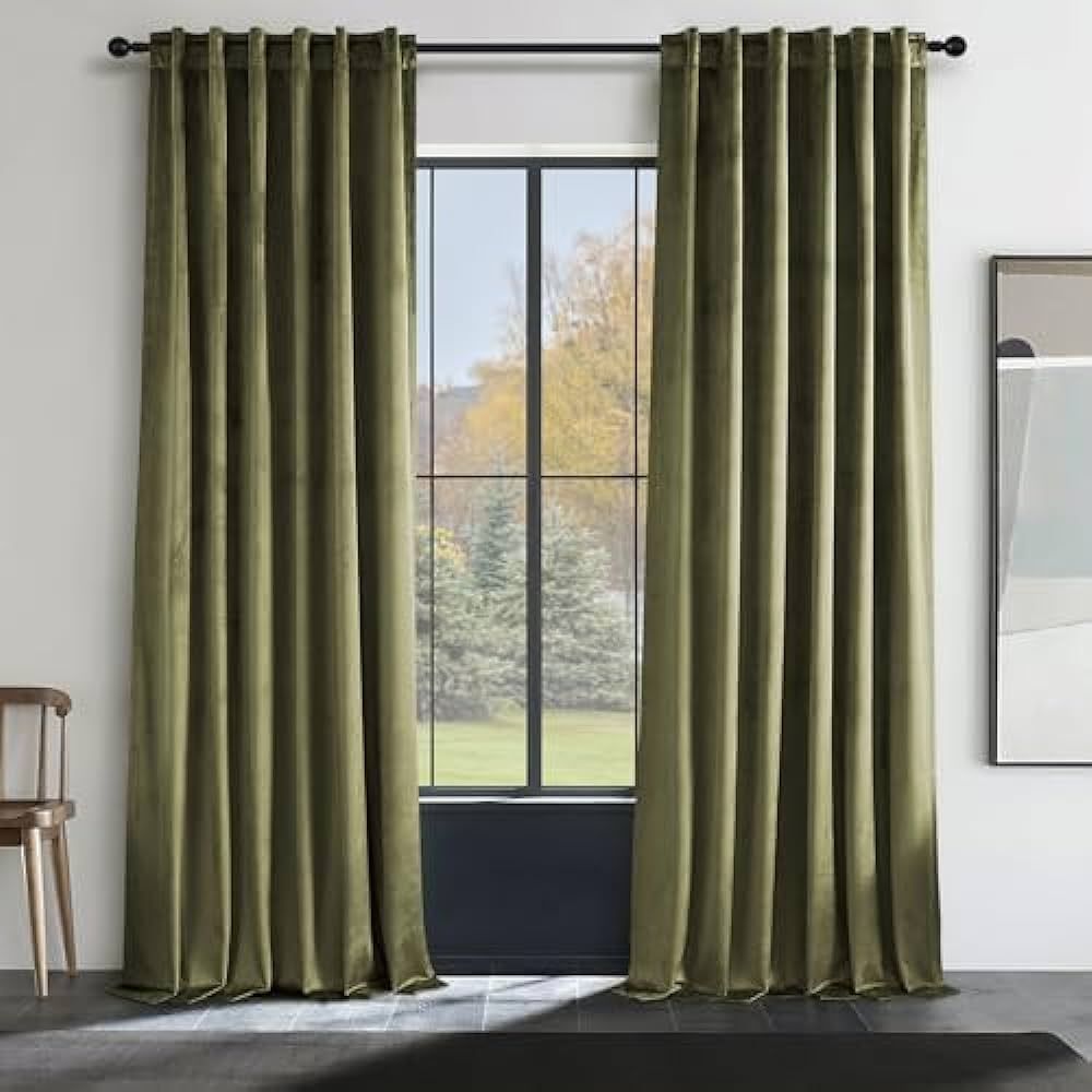 Topfinel 94 Inch Green Velvet Curtains for Living Room,Super Smooth Elegant Boho Back Tab Room Da... | Amazon (US)