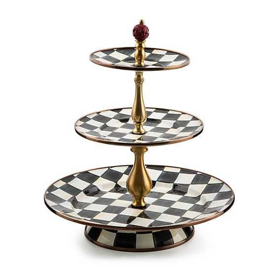 Courtly Check Enamel Three Tier Sweet Stand | MacKenzie-Childs