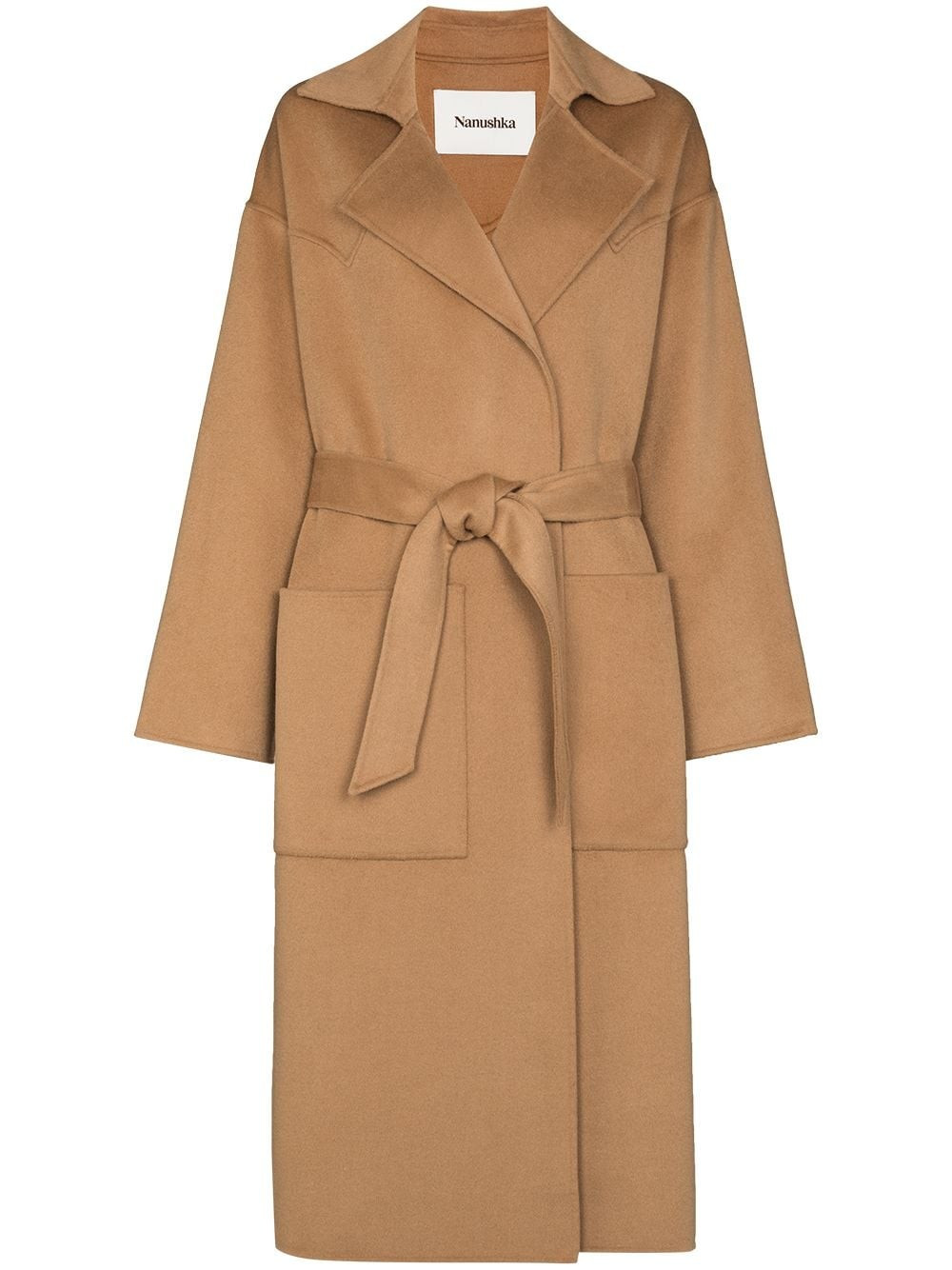 Nanushka Alamo belted midi coat - Brown | Farfetch Global