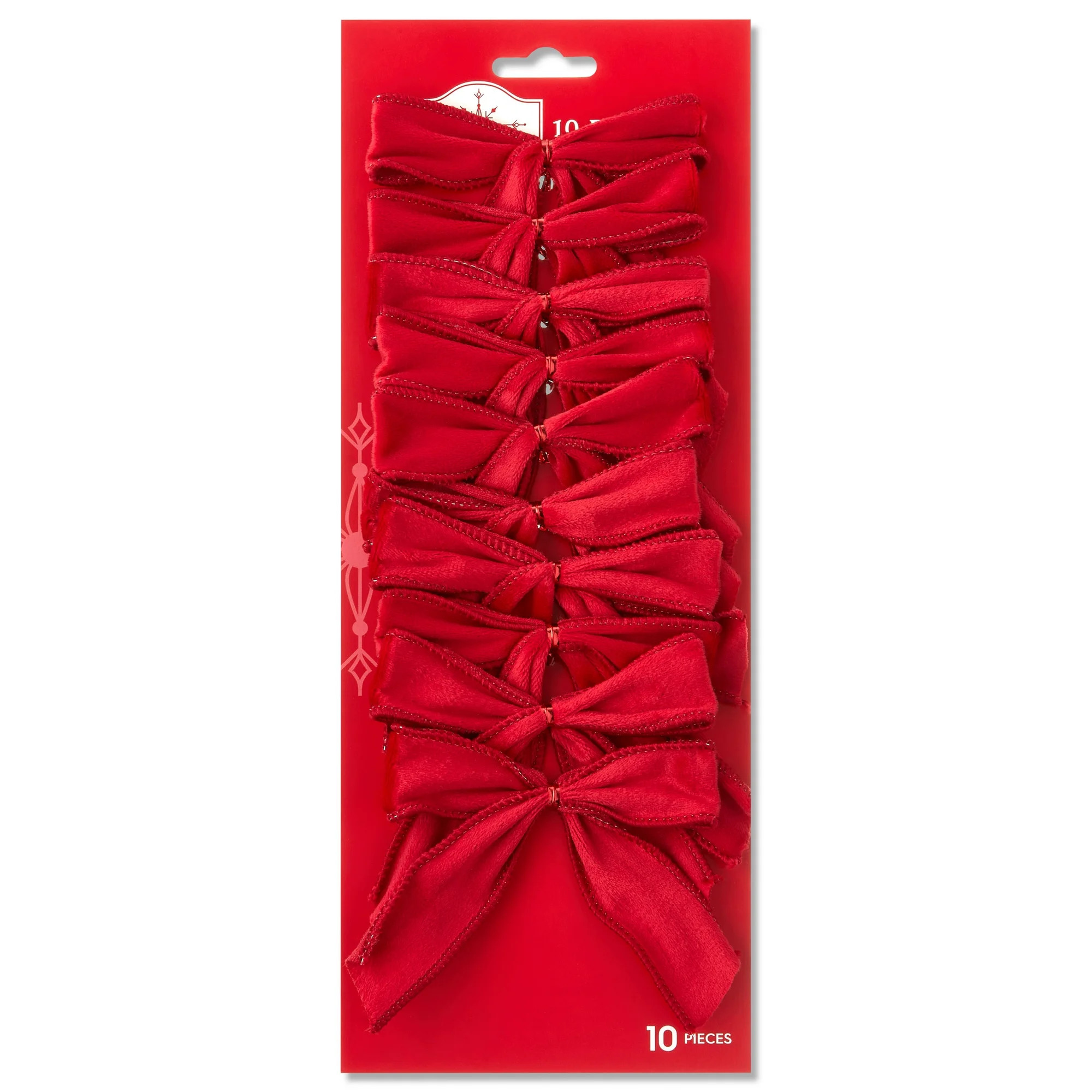 Red Velvet Decorative Christmas Bows, 10 Count, by Holiday Time | Walmart (US)