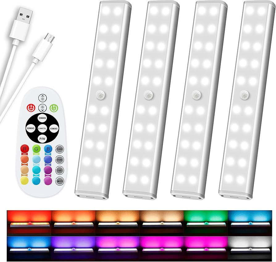 Diomart 48 LED Under Cabinet Lighting Wireless, 15 Colors Changeable Rechargeable RGB Under Cabin... | Amazon (US)