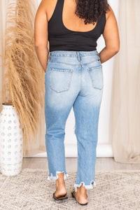 Trinity Medium Wash Distressed Mom Jeans FINAL SALE | The Pink Lily Boutique