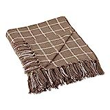 DII Transitional Checked Plaid Woven Throw, 50x60, Vintage Linen | Amazon (US)