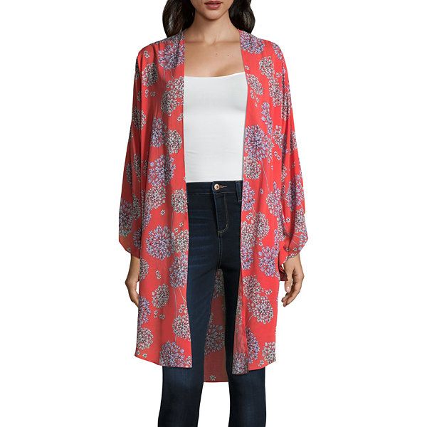 ana 3/4 Sleeve Bordered Kimono JCPenney | JCPenney
