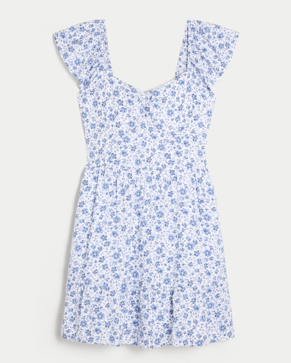 Short-Sleeve Cinch Bust Skort Dress | Hollister (US)