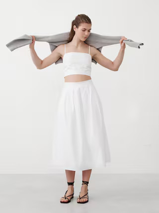 Poplin Midi Skirt | Banana Republic Factory