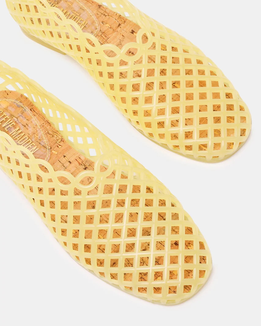 GROVE Butter Yellow Square-Toe Jelly Women's Mesh Ballet Flat | Steve Madden (US)