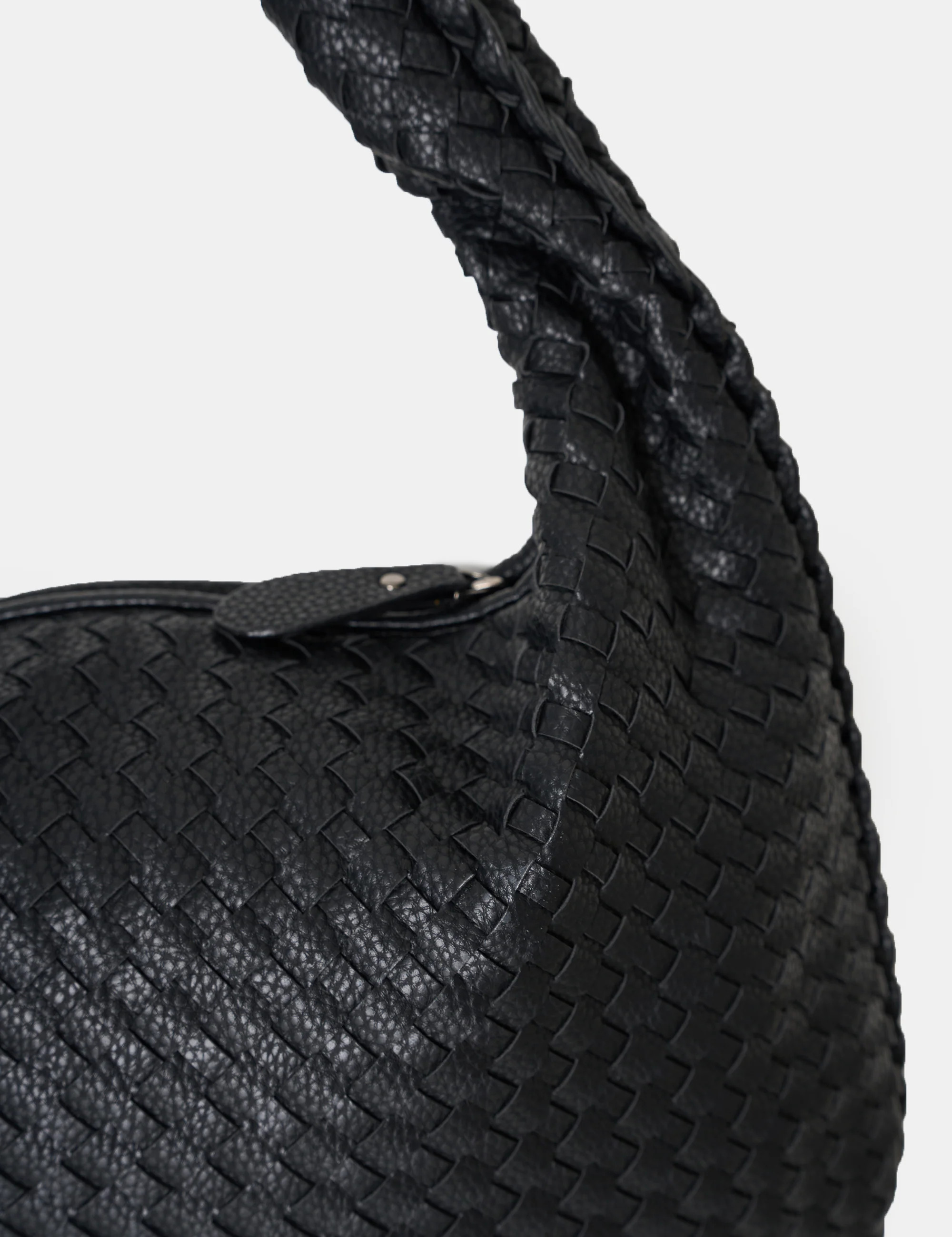 The Bailey Black Woven Medium Bag | Public Desire