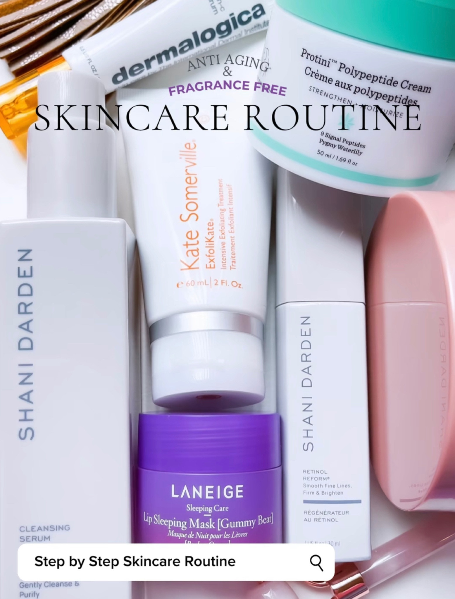 SKIN REFRESH ROUTINE
FRAGRANCE FREE!!! 
Sephora Sale Finds , Must Haves
1. Cleanse / Shani Dardens Cleansing Serum
2. Exfoliate / Kate Somerville Intensive Exfoliating Treatment 
3. Moisturizer / Drunk Elephant Protini Polypeptide Cream 
4. Retinol / Shani Darden Retinol Reform (if using step 2, skip this step! Only 1 active per day!)
5. Eye Serum / Dermalogica biolumin-c eye serum 
6. Lips / LANEIGE lip sleeping mask 💜 gummy bear 
7. Jade Roller all over face 🫶🏻
8. Body / Josie Maran ultra-hydrating body butter (unscented!)


#LTKBeautySale 

#LTKitbag #LTKsalealert