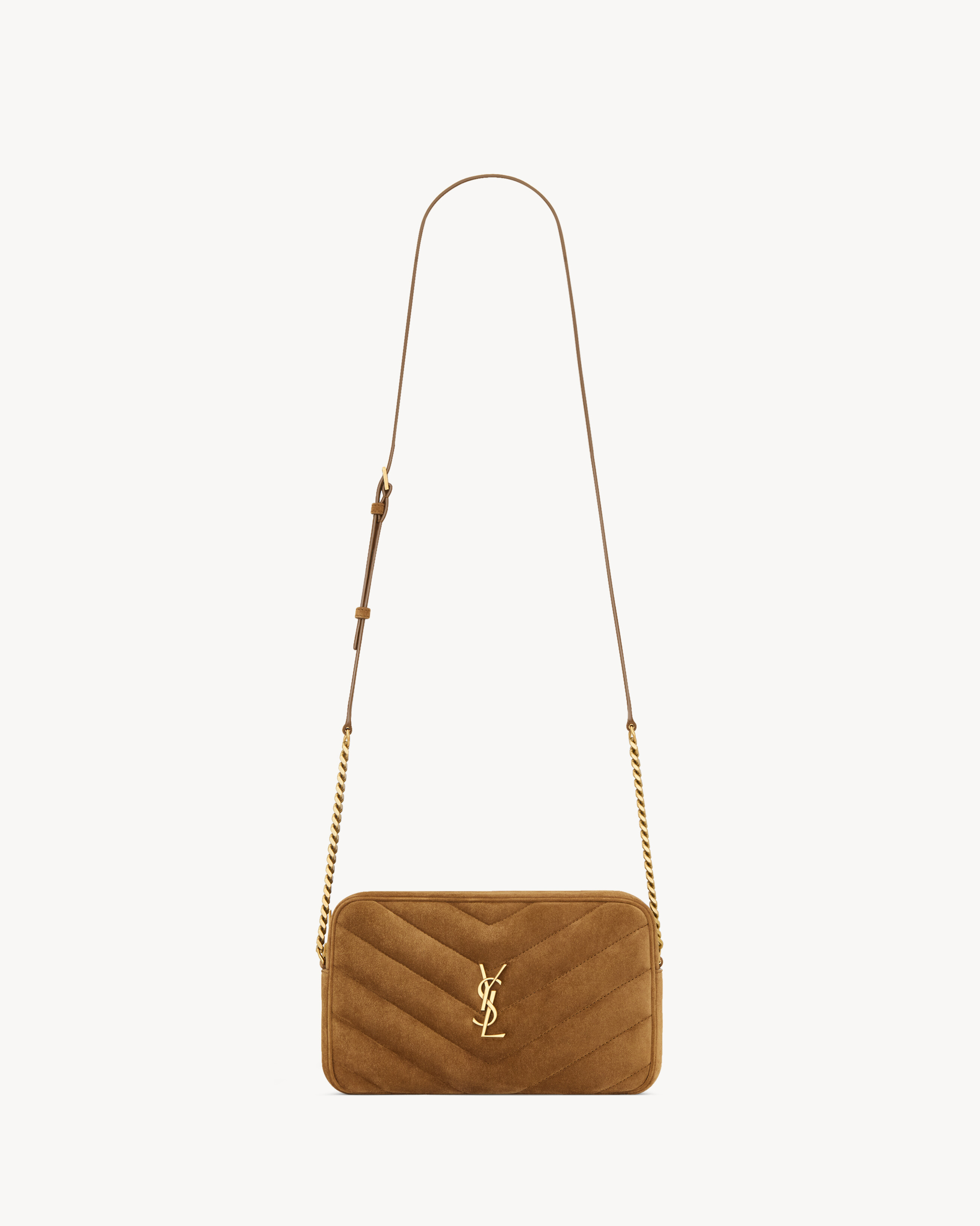 Saint Laurent Loulou Camera Bag In Matelassé Suede - Amber - Women - One Size | Saint Laurent Inc. (Global)