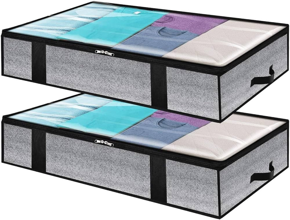 90L Large Under Bed Storage Bag with Zips 2 Pack Foldable King Size Thick Breathable Underbed Clo... | Amazon (CA)