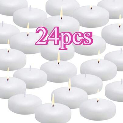 24 Floating Candles, 3 Inch Wax-Free White Candles, Light Up Your Warmth, Bring You Warmth, Suitable For Wedding Parties, Pool Parties, Confession Dat | SHEIN