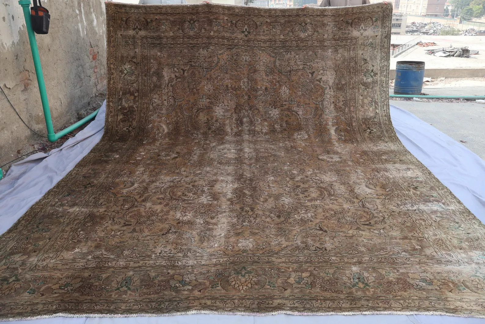 10x13 Large Terracotta Caucasian rug, 9'8x12'4 Vintage Faded Rug, Handmade Wool rug, Tribal Area ... | Etsy (US)