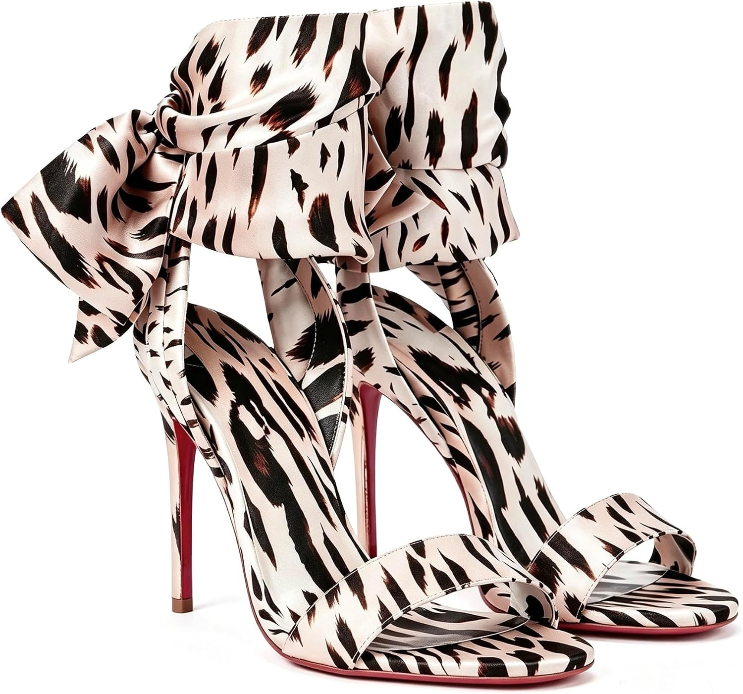 Women’s silk satin strap-style stiletto heels with a low platform. Pointed toe, nude strap, elegant high heels. Perfect for weddings, formal dinners, parties, and high-heeled formal attire. | Amazon (US)