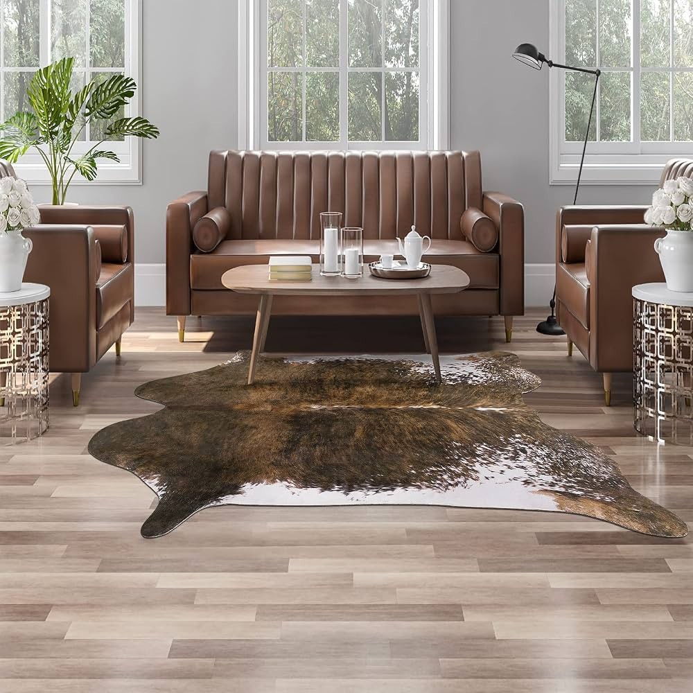 AROGAN Faux Cow Print Rug Large (4ft x 3ft) - Cow Print Area Rug with No-Slip Backing, Large Anim... | Amazon (US)