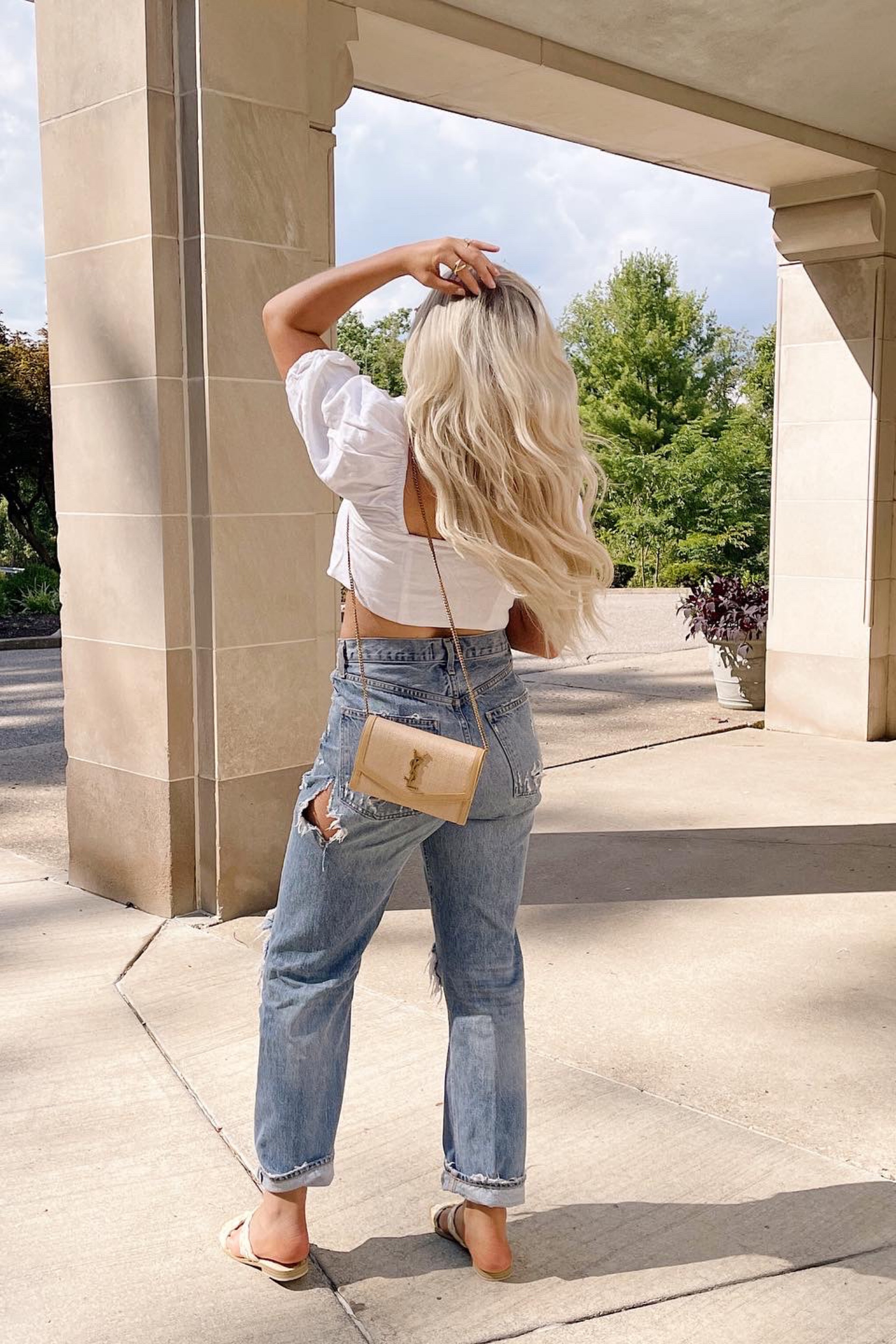 My current favorite #agolde jeans paired with #abercrombie white linen crop top and #dolcevita sandals. Wearing size 27 in jeans (size down for tighter fit) and S in top! 

#LTKshoecrush #LTKsalealert #LTKstyletip