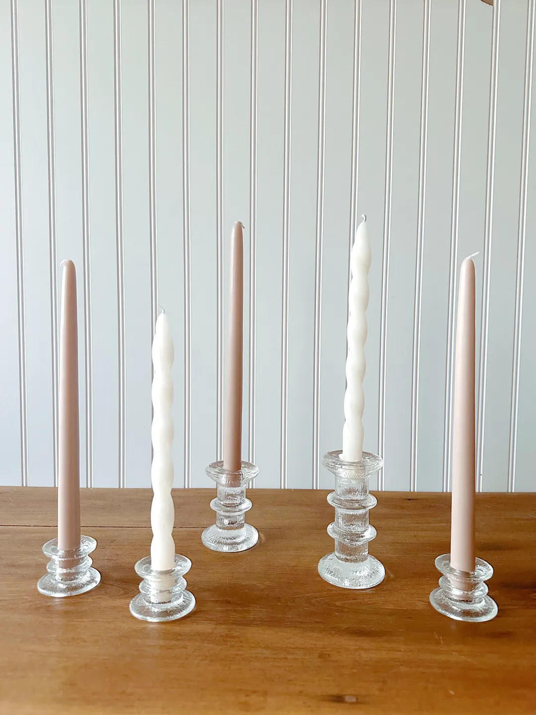 Vintage Clear Textured Glass Candlestick Holder Set – Mid-Century Modern Style – Set of 5 | Etsy (US)