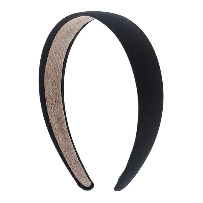 Motique Accessories Black 1 Inch Satin Hard Headband | Amazon (US)