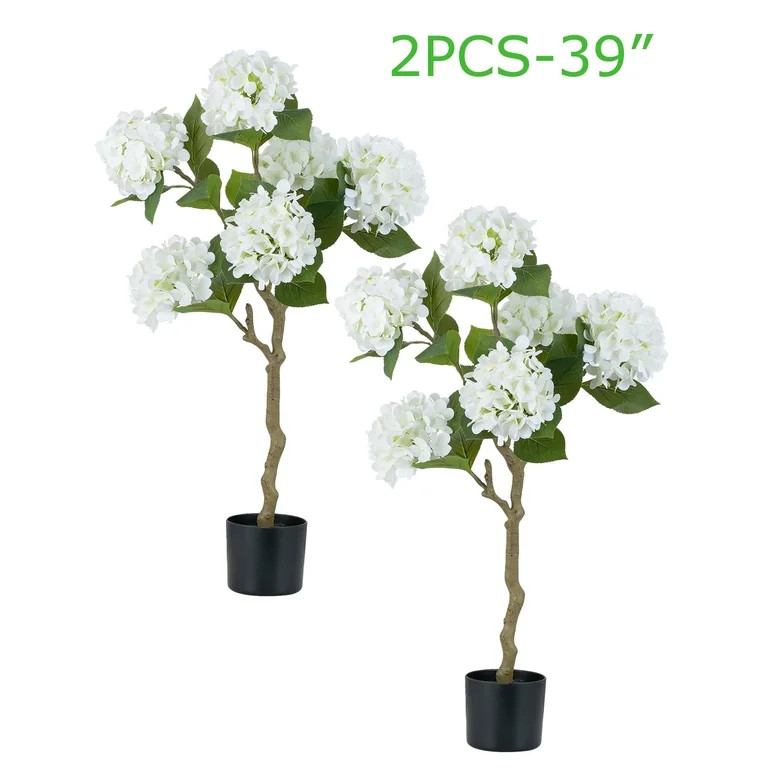 Nuptio 2 Pack Artificial Hydrangea Tree,  Faux Flower Plants for Floor Indoor Outdoor Front Porch... | Walmart (US)