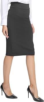 Women's Elastic Waist Stretch Bodycon Midi Pencil Skirt | Amazon (US)