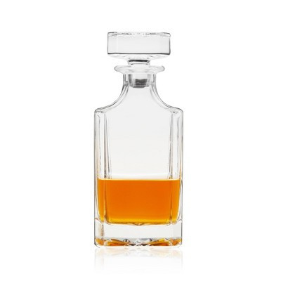 True Clarity Liquor Decanter - Minimal Square Glass Carafe for Whiskey, Gin, Scotch or Liquor with Stopper - 750ml Set of 1 | Target