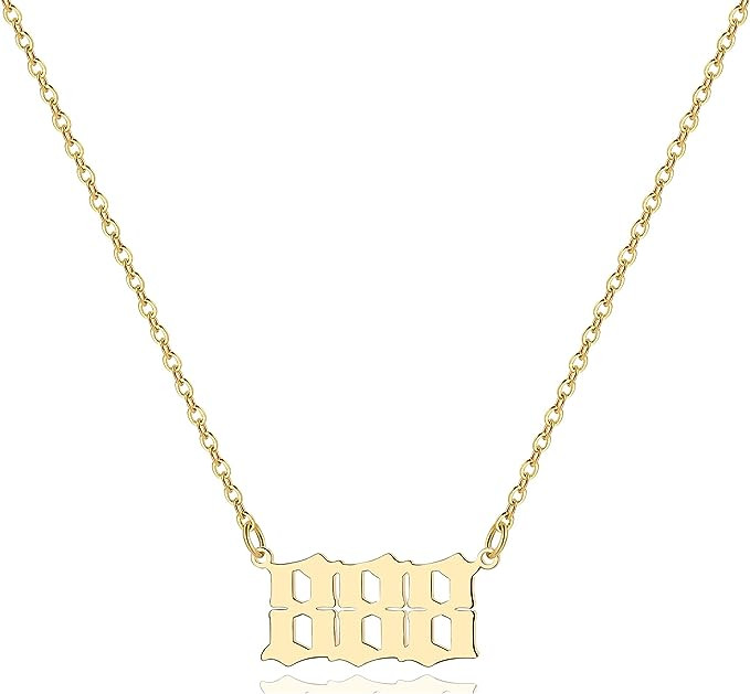 Angel Number Necklace For Women, 18K Gold Plated 000 111 222 333 444 555 666 777 888 999 Necklace... | Amazon (US)