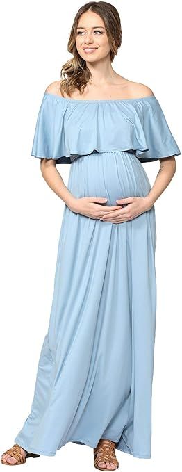 Maternity Dress Off Shoulder Maxi Pregnant Women Baby Shower Photoshoot | Amazon (US)